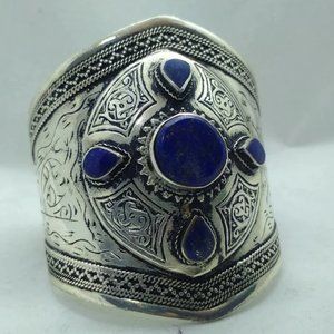 single Handmade Silver Tone Kuchi Cuff Bracelet, Afghan Cuff Bracelet, Ethnic